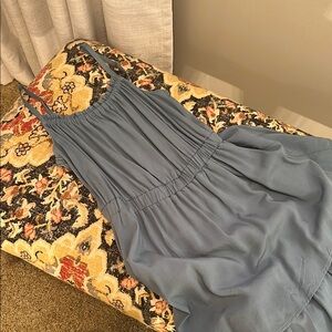 EUC Evereve Blue Gray Embellished Pleated Midi Sundress